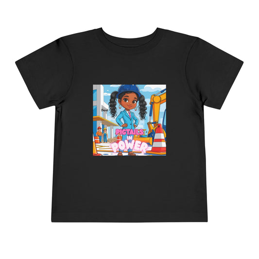 Kids Tee — Pigtails in Power Construction Girl Graphic