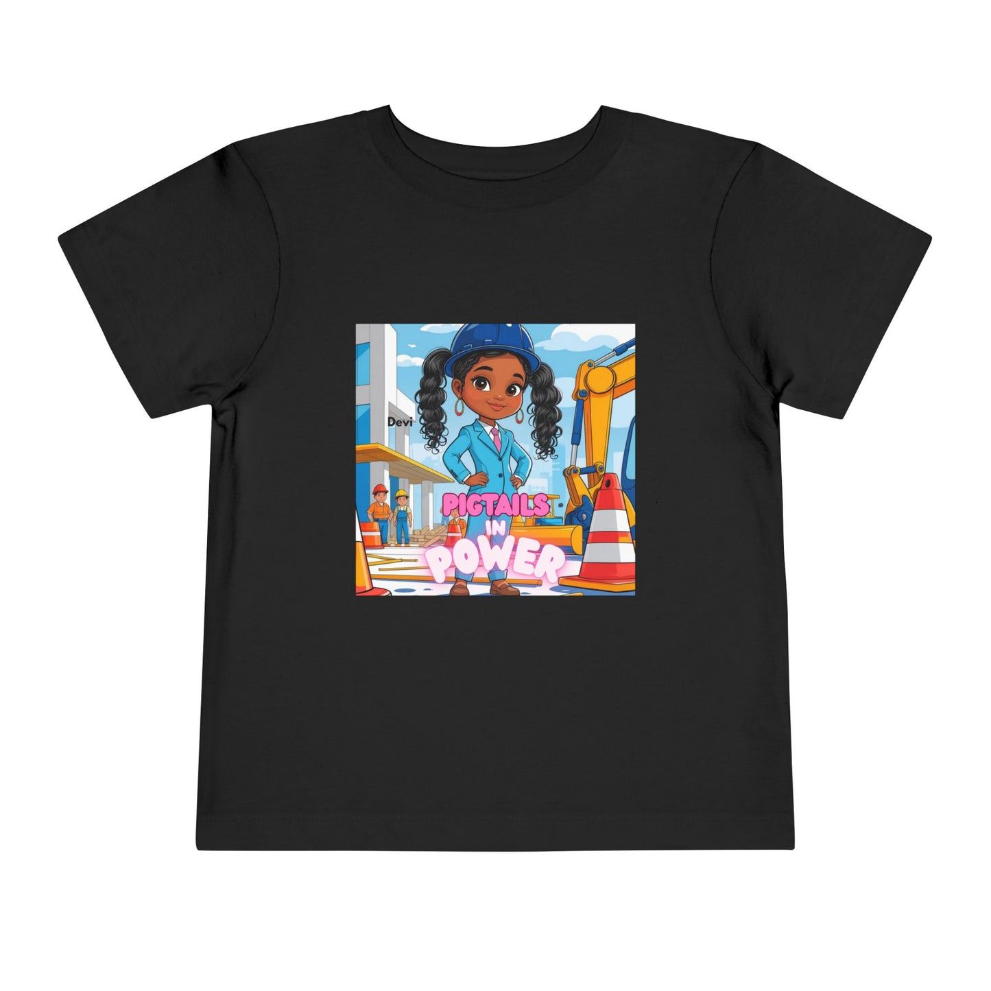 Kids Tee — Pigtails in Power Construction Girl Graphic