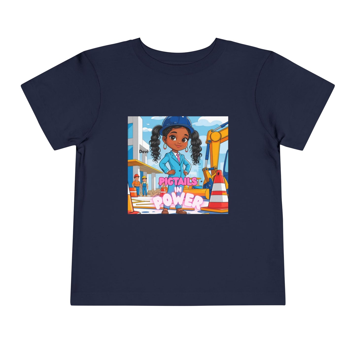 Kids Tee — Pigtails in Power Construction Girl Graphic