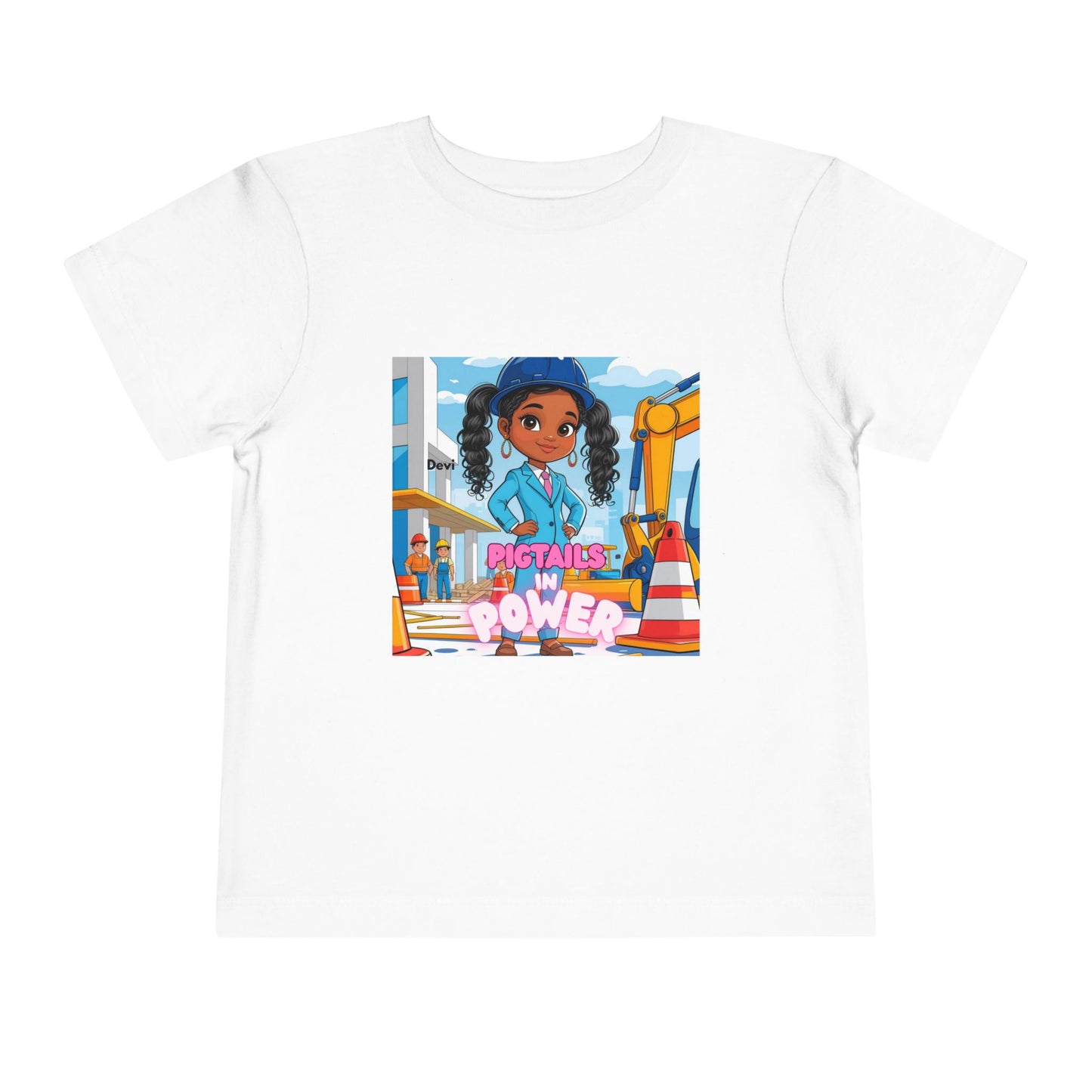 Kids Tee — Pigtails in Power Construction Girl Graphic